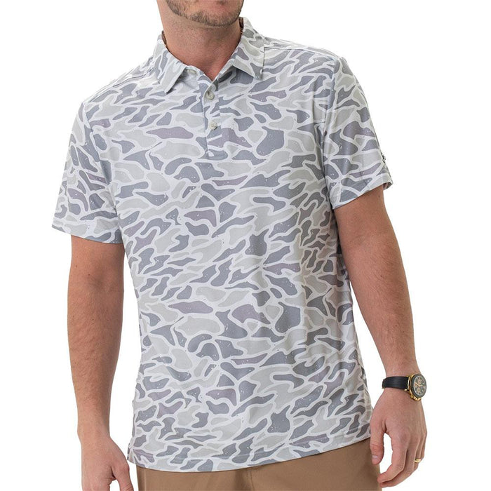 Men's White Camo Performance Polo
