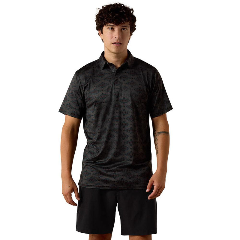 Men's Charcoal Print Polo