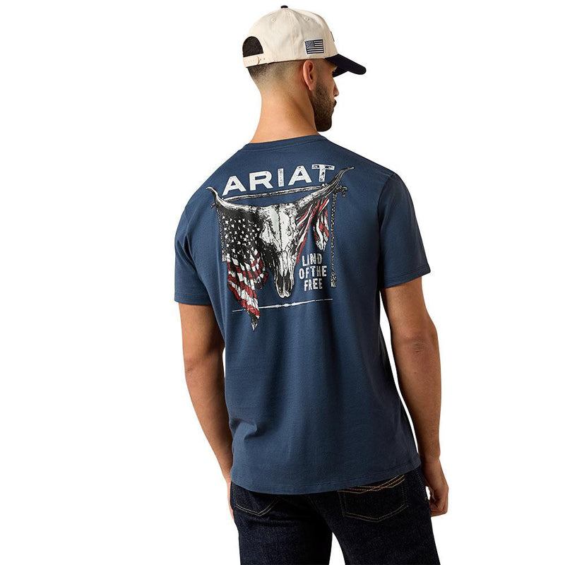 Men's Blue Dusk Longhorn Patriot Bravery Tee Shirt