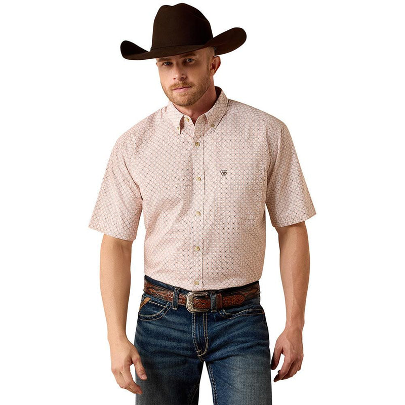 Men's Almond Oil Nels Geo Print Shirt