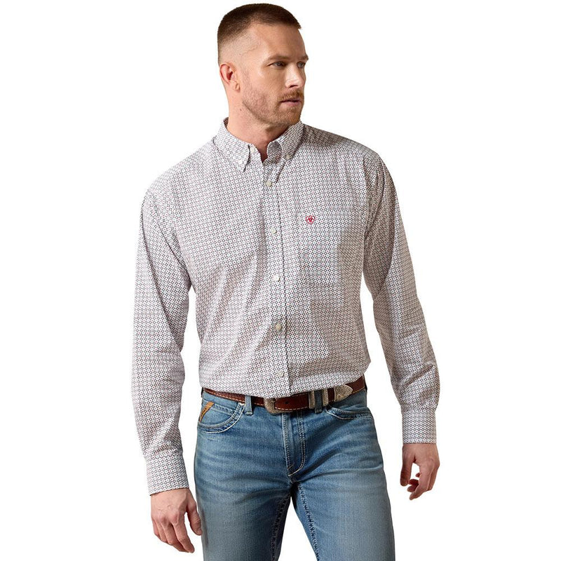 Men's White Geo Print Britton Shirt