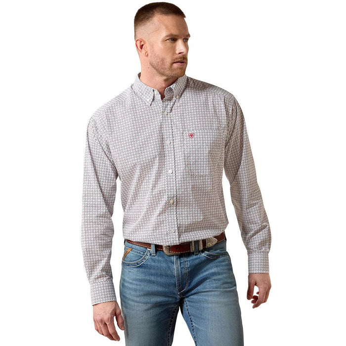 Men's White Geo Print Britton Shirt