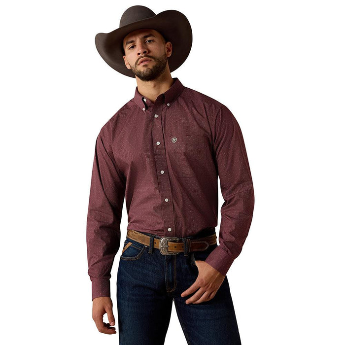 Men's Red Mahogany Wrinkle Free Wrenly Shirt