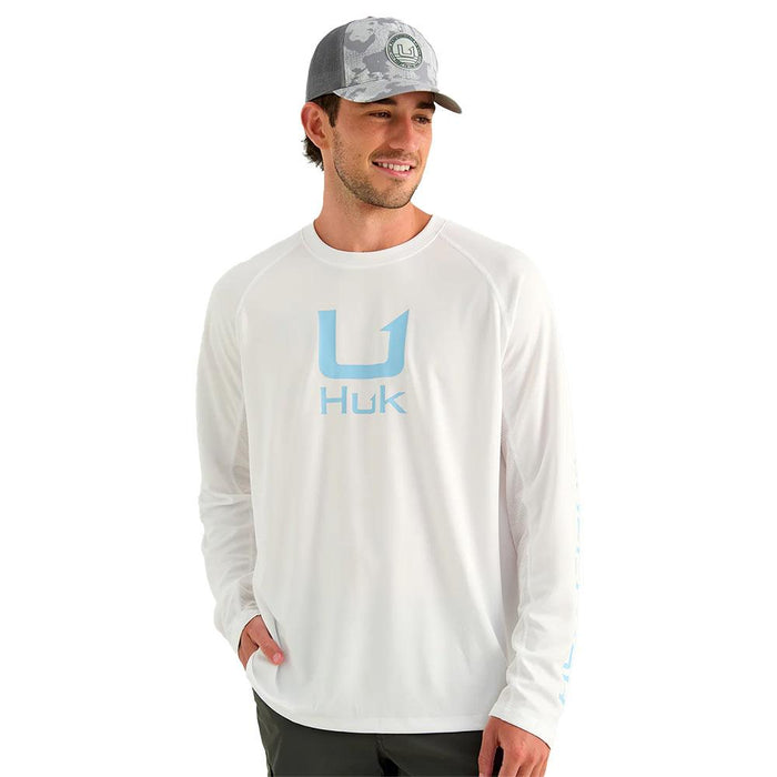 Men's White Icon Long Sleeve Crew Shirt