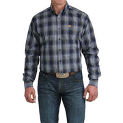 Men's Navy Plaid Print Shirt