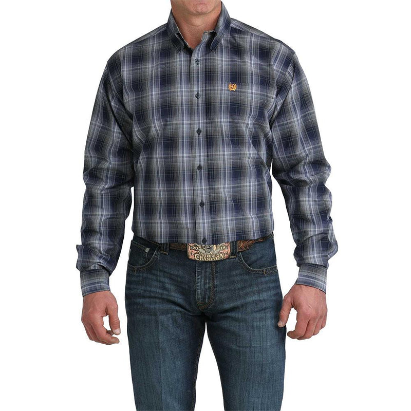 Men's Navy Plaid Print Shirt