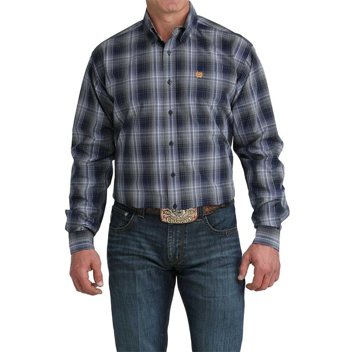 Men's Navy Plaid Print Shirt
