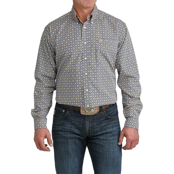 Men's Royal Square Gold Print Shirt