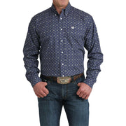 Men's Royal Geo Print Long Sleeve Shirt
