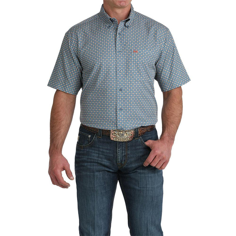 Men's Blue Print Arena Flex Short Sleeve Shirt