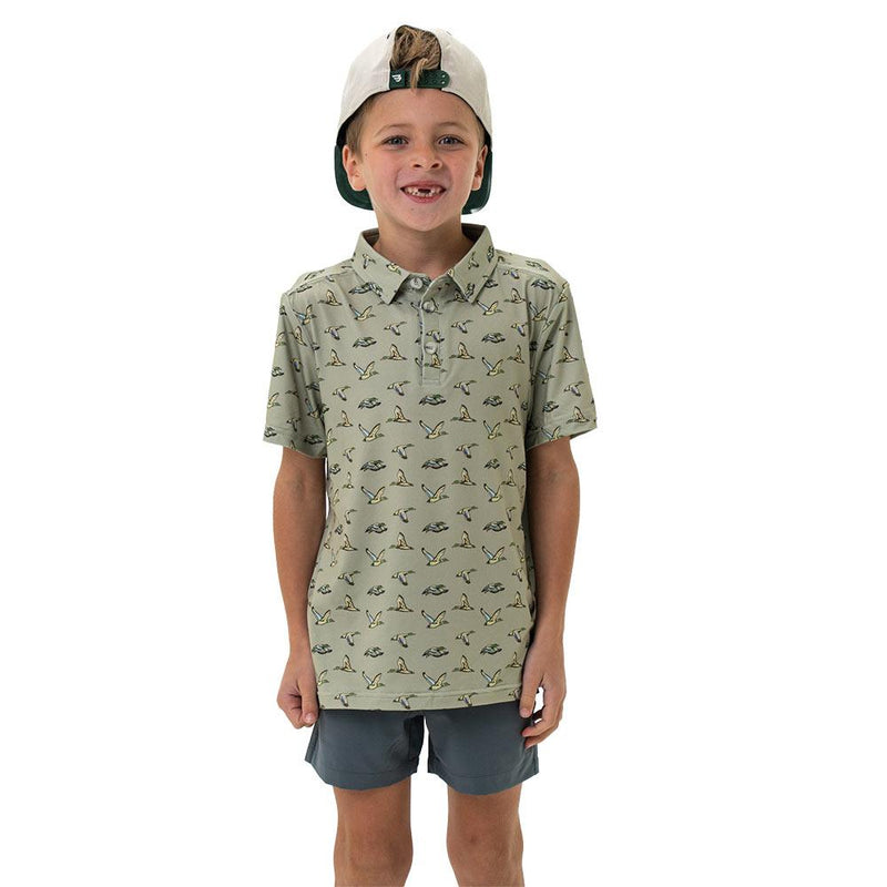 Boy's Flying Ducks Green Polo