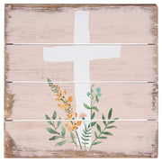 Pink Floral Cross 6in