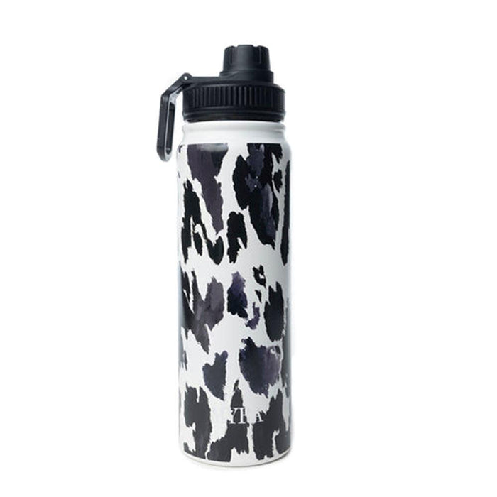 Moo & Bloom Stainless Steel Water Bottle Black Leopard