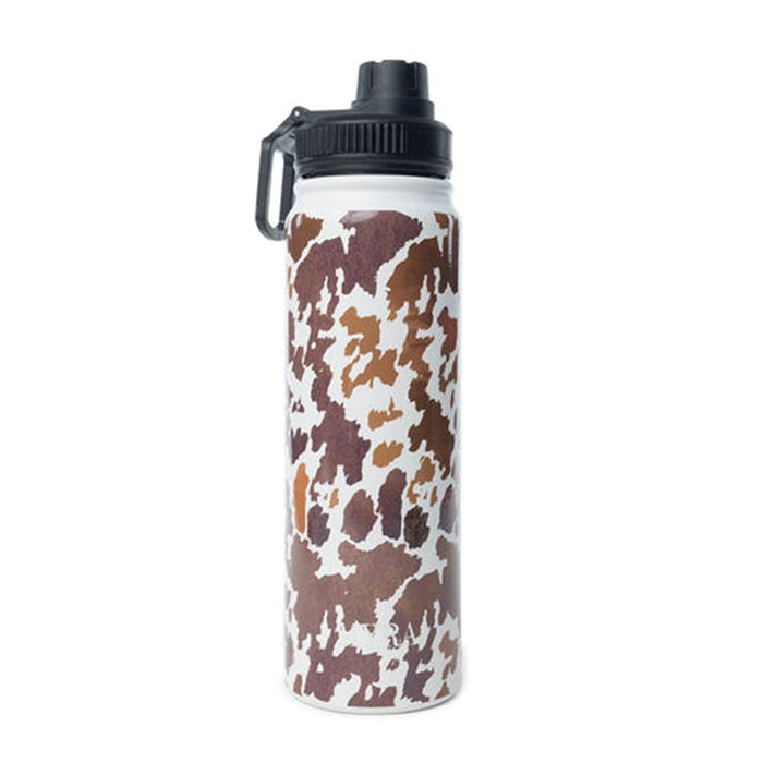 Moo & Bloom Stainless Steel Water Bottle Brown Leopard
