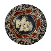 Patchwork Bandana Melamine Dinner Plate Blue Horse Heads 4pc