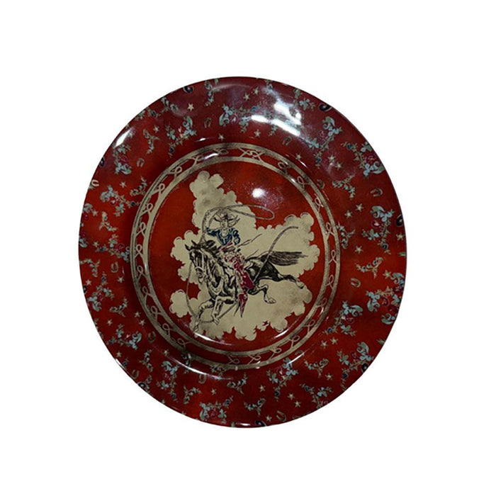 Patchwork Bandana Melamine Salad Plate Red Lasso Cowboy