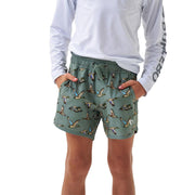 Boy's Jumbo Mallard Green Swim Trunks