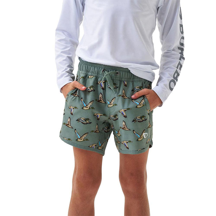 Boy's Jumbo Mallard Green Swim Trunks
