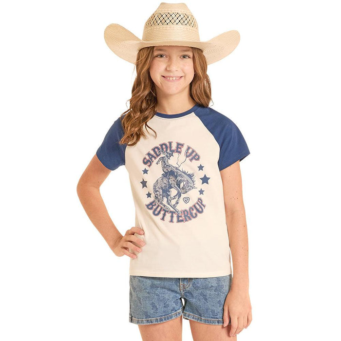 Girl's Navy Saddle Up Tee Shirt