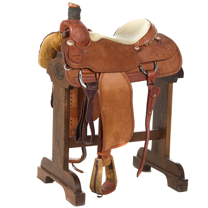 Used 15.5in 1/4 Breed Waffle/Floral Combo Team Roper