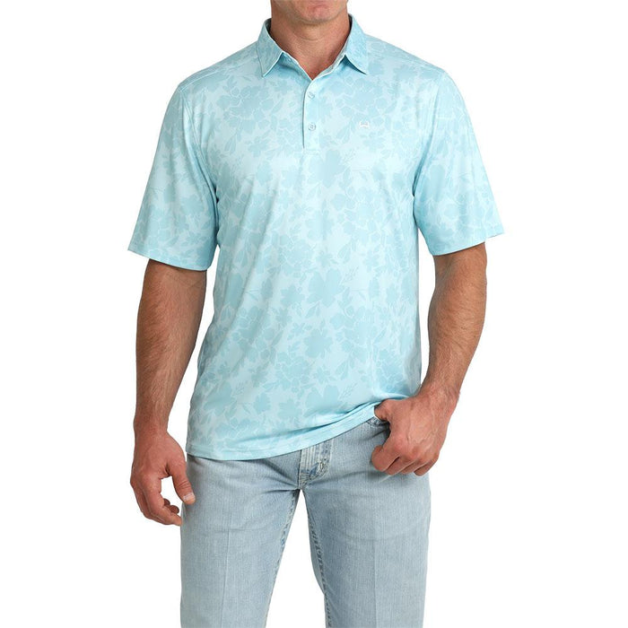 Men's Light Blue Floral Polo