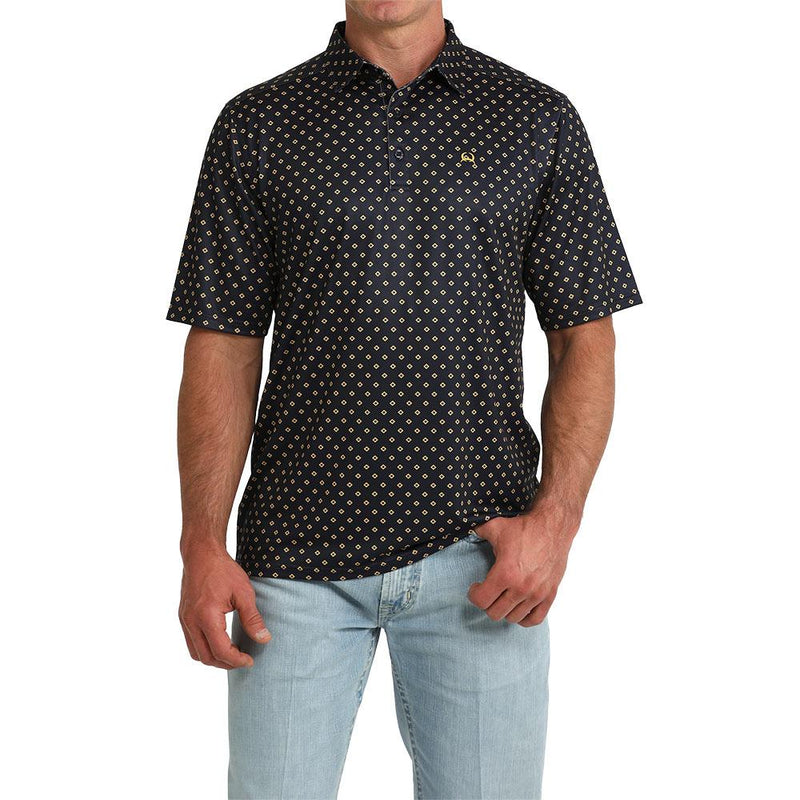 Men's Navy Diamond Print Polo