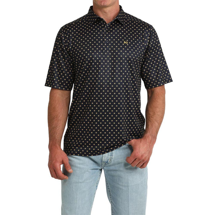 Men's Navy Diamond Print Polo