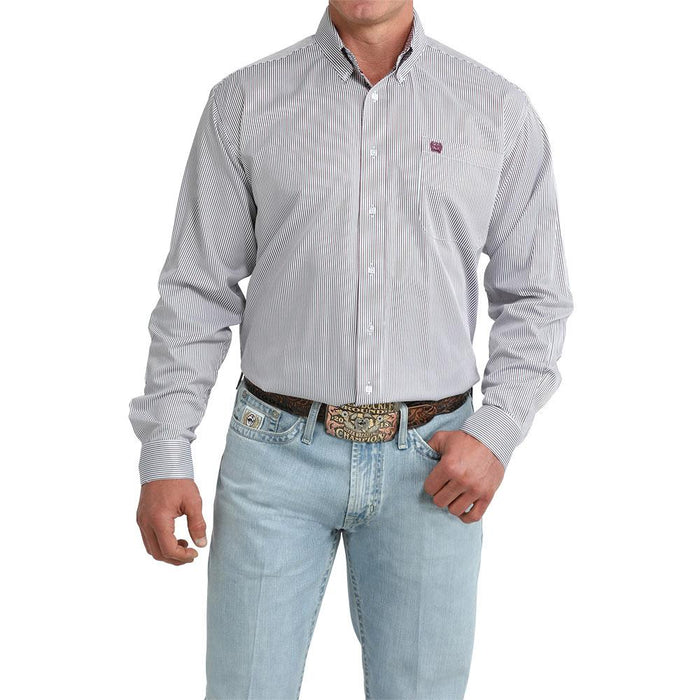 Men's White Stripe Long Sleeve Shirt