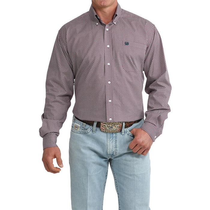 Men's Long Sleeve Purple Print Shirt