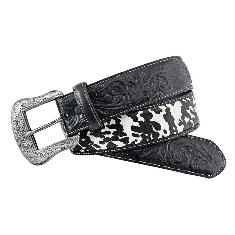 Women's Black & White Cow Print Belt