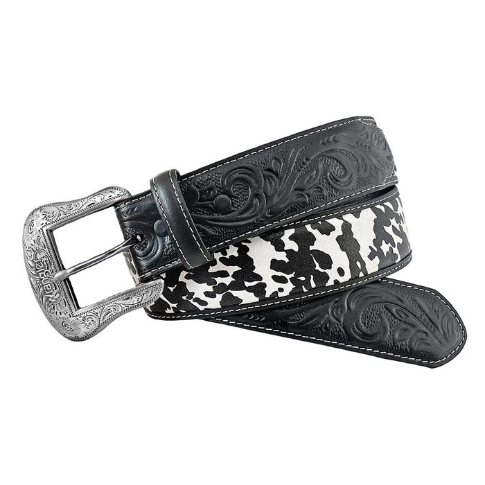 Women's Black & White Cow Print Belt