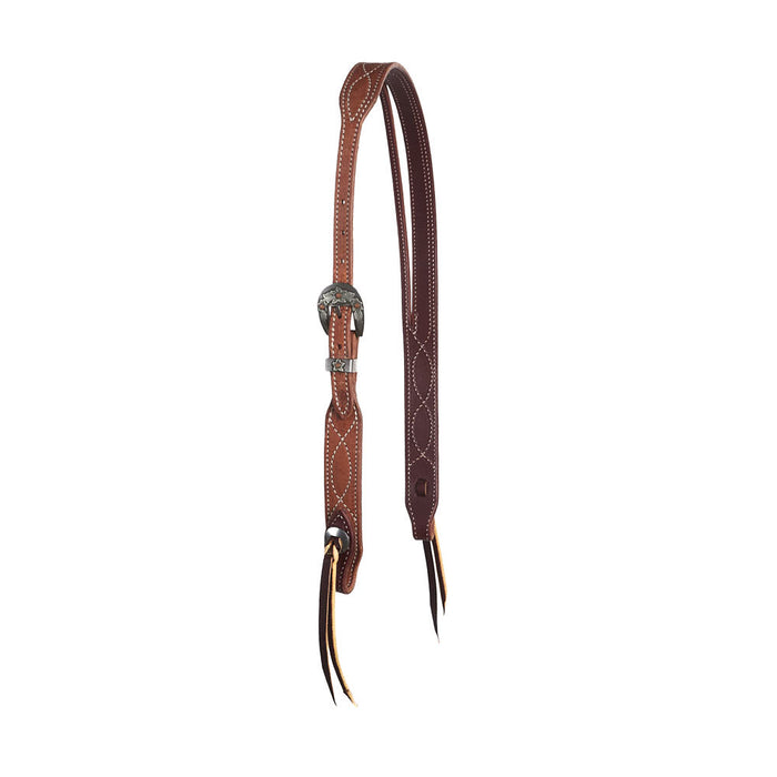 Figure Eight Stitched Split Ear Headstall with Floral Heel Buckle