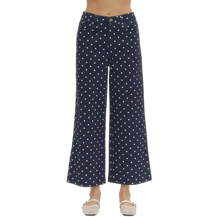 Women's Navy Polka Dot Ankle Pants