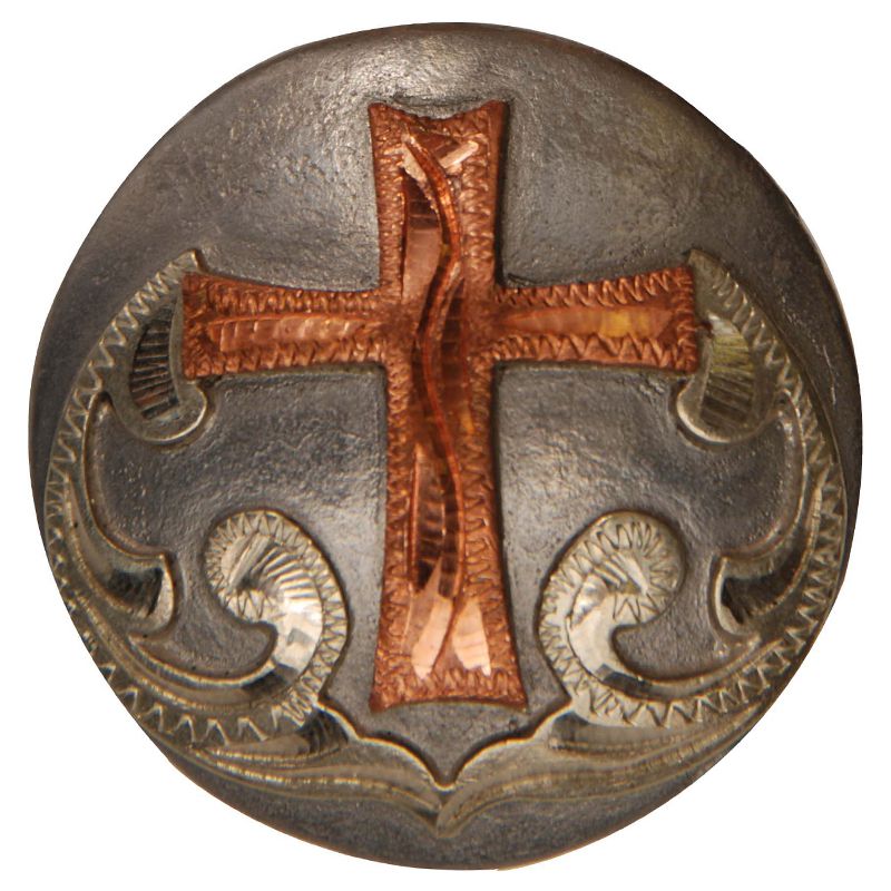 1 /2in Copper Cross Silver Floral Concho