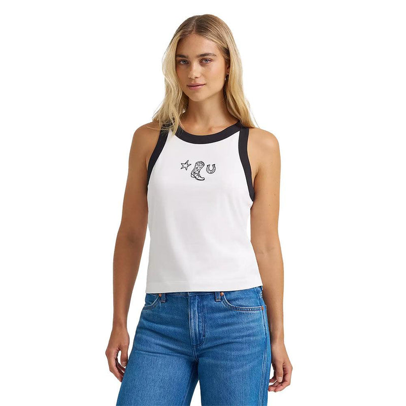 Women's Worn White Western Icon Tank