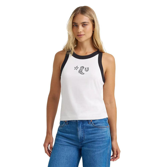 Women's Worn White Western Icon Tank