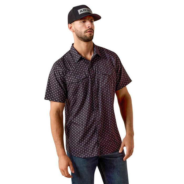 Men's Printed VentTek Black Fitted Shirt
