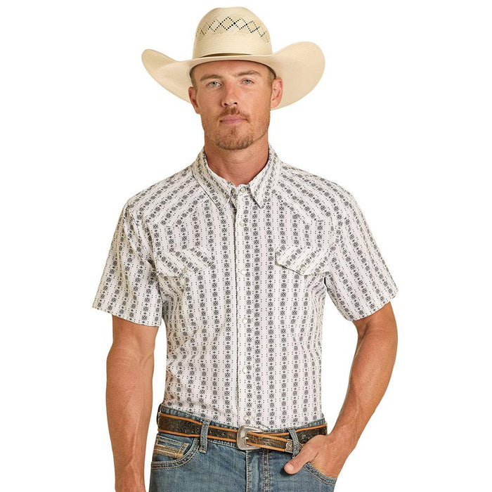 Men's Black Medallion Wallpaper Performance Shirt