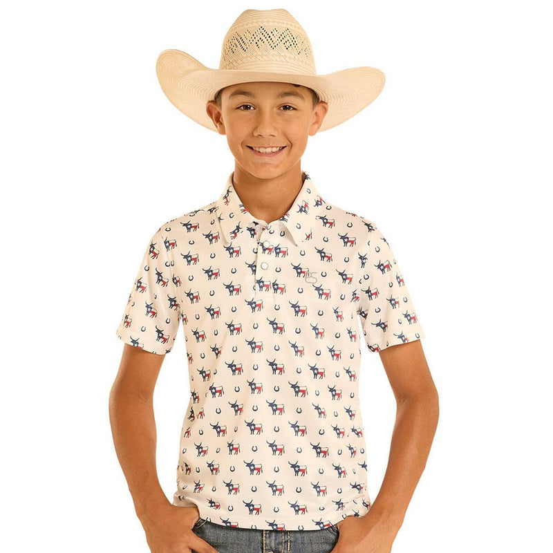 Boy's Blue Texas Novelty Polo