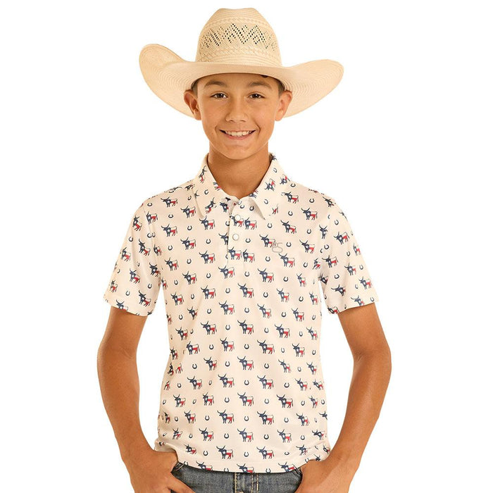 Boy's Blue Texas Novelty Polo