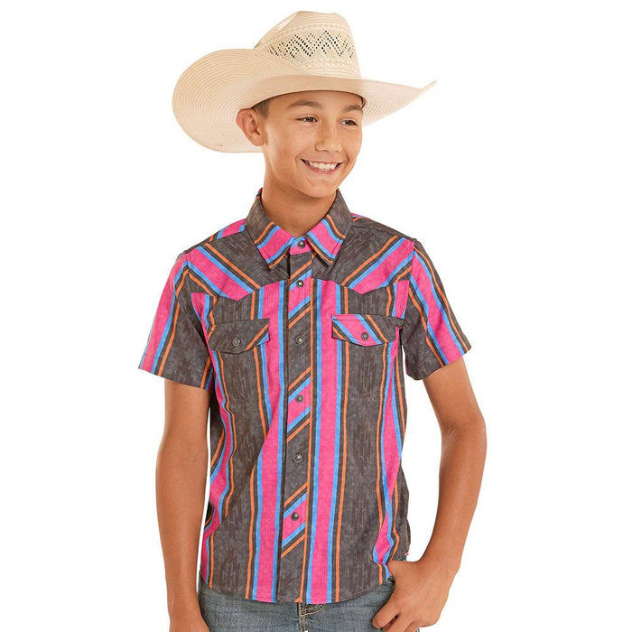 Boy's Black Stripe Tek Western Shirt