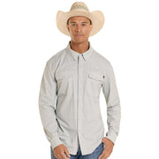Men's Grey Striped Tek Western Shirt
