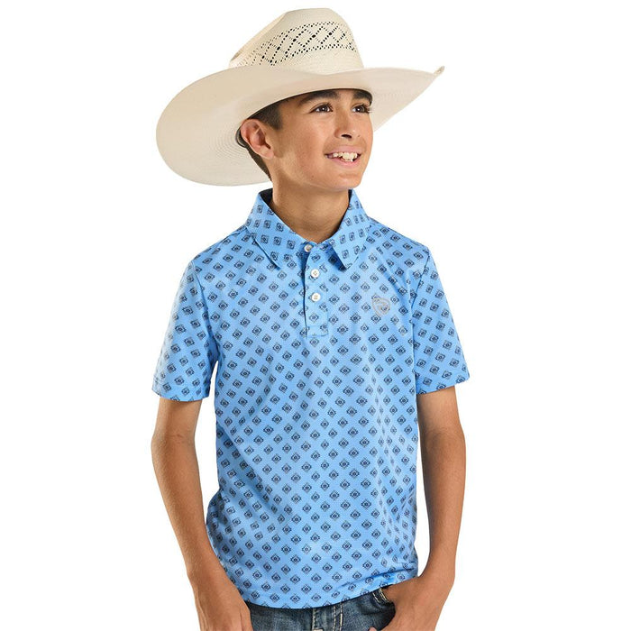 Boy's Blue Mini Aztec Polo
