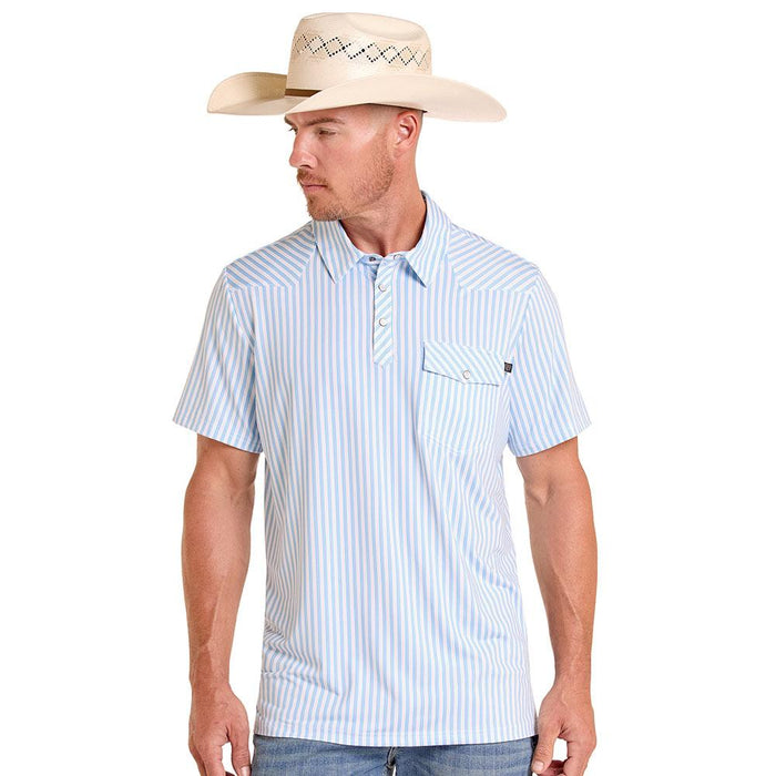 Men's White Striped Polo