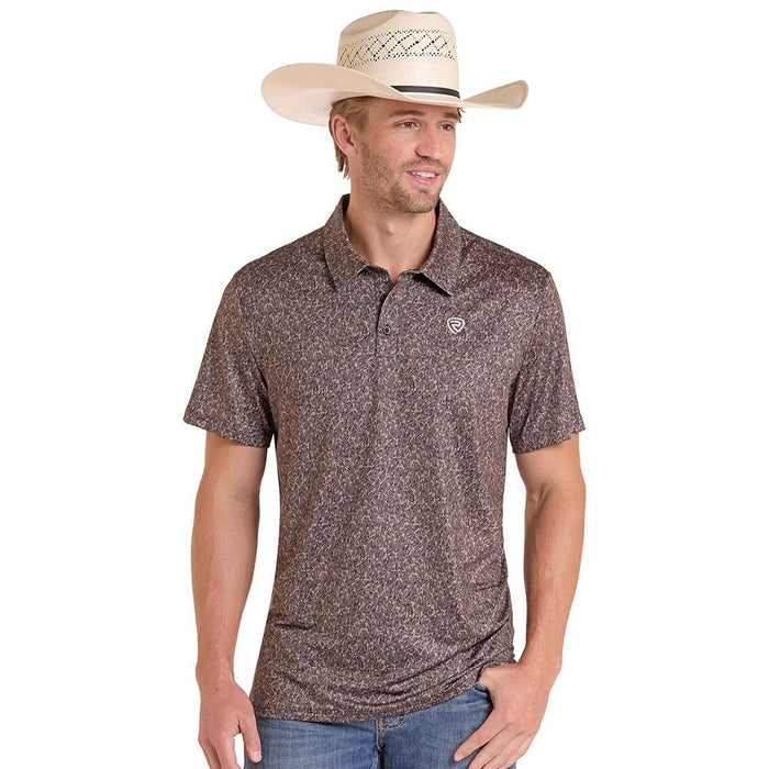 Men's Dark Brown Camo Polo