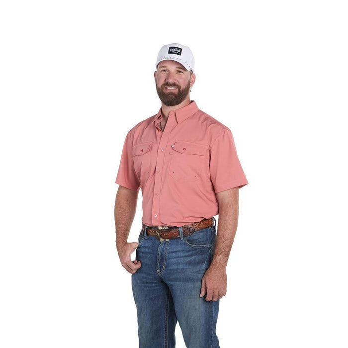 Men's Peach Waffle Short Sleeve Snap Shirt