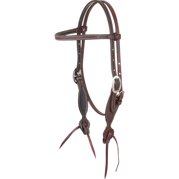 Chocolate Roughout Browband Headstall with Rosettes Strings