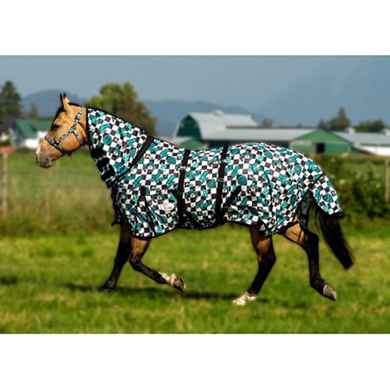 Turquoise Glass Fly Sheet with Attached Neck and Belly Band