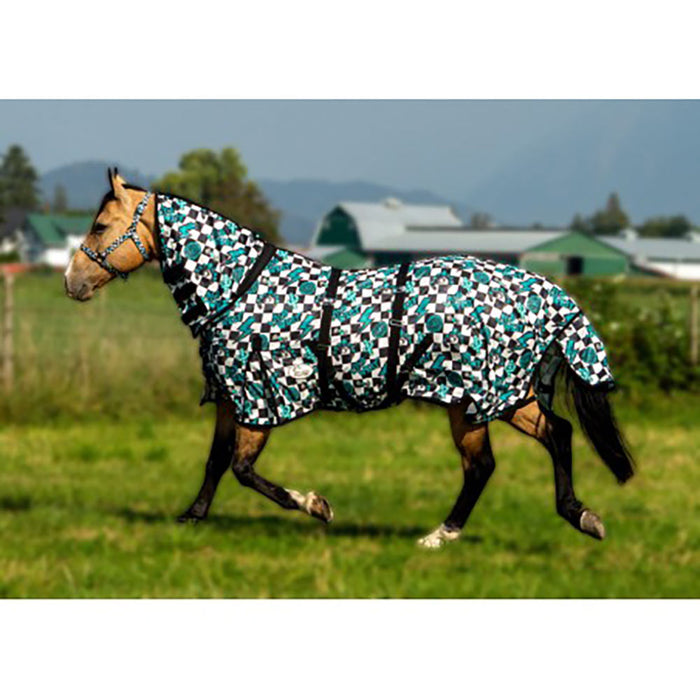 Turquoise Glass Fly Sheet with Attached Neck and Belly Band