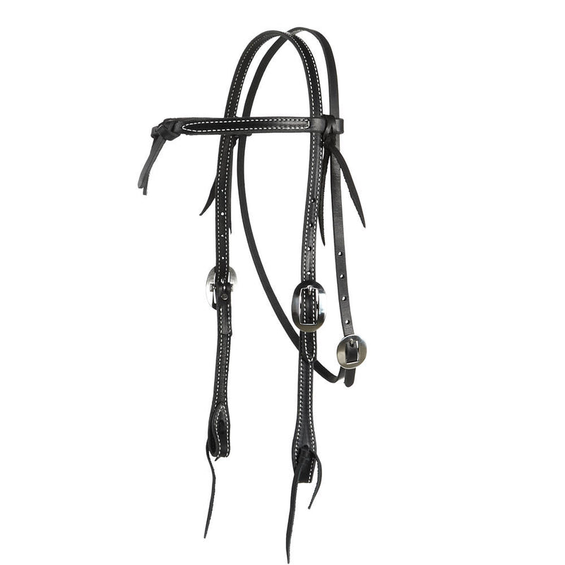 Black Stitched Knotted Browband Headstall